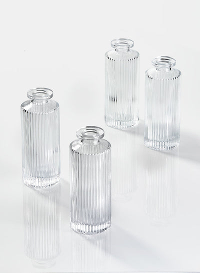 5.25in Clear Pleated Glass Bottle Bud Vase