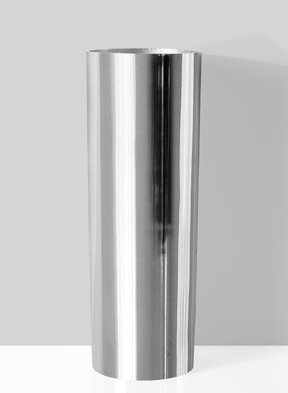 17in Tall Polished Aluminum Cylinder Vase Decor Jamali Garden