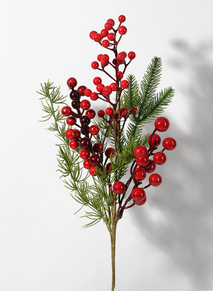 20in Long Red Berries &amp; Pine Pick, Bundle of 12 Decor Jamali Garden