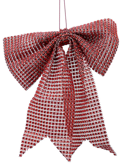 9in Long Red Diamond Bead Bow Decor Jamali Garden