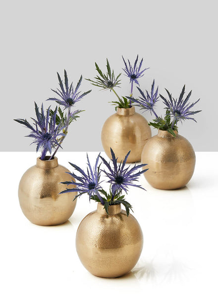 spicygem studs vase brass pot 鉢 3.5in Tall Chateau Gold Ball Bud Aluminum Vase, Set of 4 – Jamali