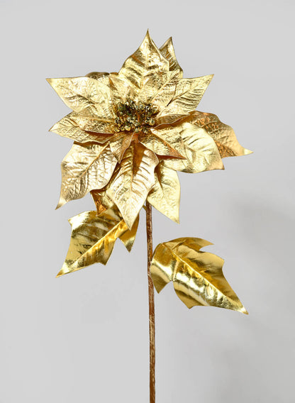 31in Long Pale Gold Poinsettia Stem, Case of 12 Decor Jamali Garden