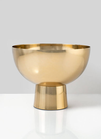 Le Mans Gold Finish Pedestal Stainless Steel Bowl Decor Jamali Garden
