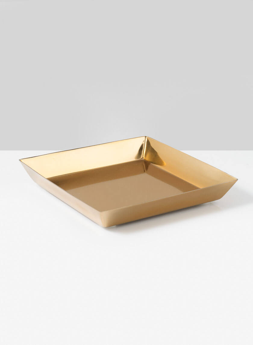6in Square Le Mans Gold Metal Tray Decor Jamali Garden