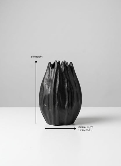 Aluminum Cosmos Black Bark Look Vase Decor Jamali Garden Black 5in Tall SET OF 2