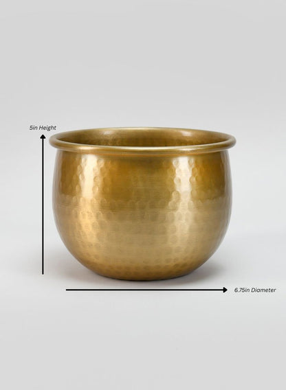 Devdas Brass Look Aluminum Indoor Garden Pot Decor Jamali Garden Gold 5in Height - 6.75in Diameter EACH