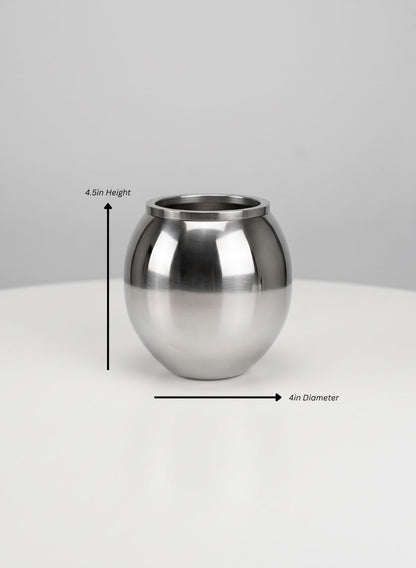 Krems Stainless Steel Fishbowl Vase Decor Jamali Garden Silver 4.5in Height - 4in Diameter EACH