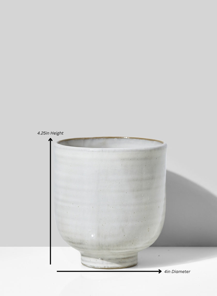 Glazed Ceramic Pedestal Bowl Decor Jamali Garden White/Grey/Brown 4.25in Height - 4in Diameter SET OF 2
