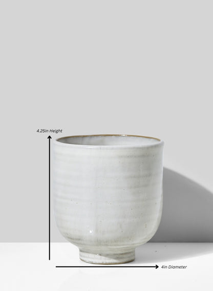 Glazed Ceramic Pedestal Bowl Decor Jamali Garden White/Grey/Brown 4.25in Height - 4in Diameter SET OF 2
