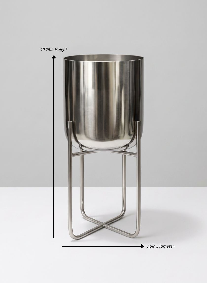 Silver Planter with Stand Decor Jamali Garden Silver 12.75in Tall EACH