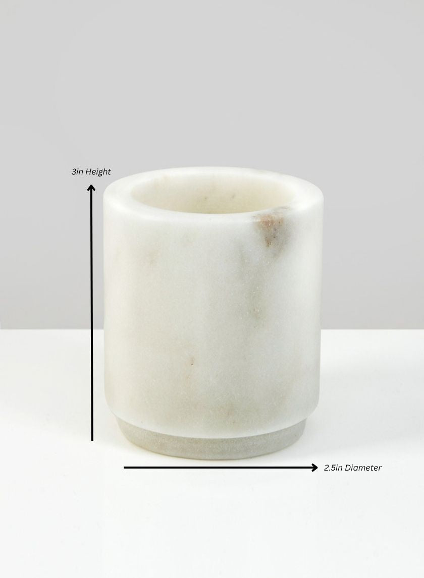 Ashgabat White Marble Holder Decor Jamali Garden White Marble 3in Height - 2.5in Diameter EACH