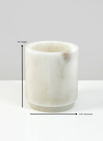 Ashgabat White Marble Holder Decor Jamali Garden White Marble 3in Height - 2.5in Diameter EACH
