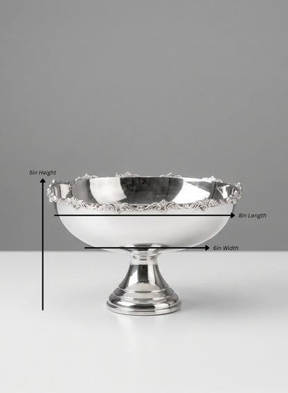 Pierrefort Lace Silver Oval Bowl Decor Jamali Garden Silver 5in Height - 8in Length EACH