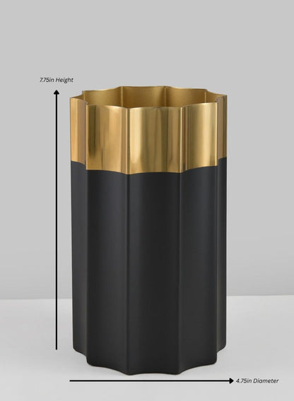 Narita Black and Gold Stainless Steel Vase Decor Jamali Garden Black and Gold 7.75in Tall EACH