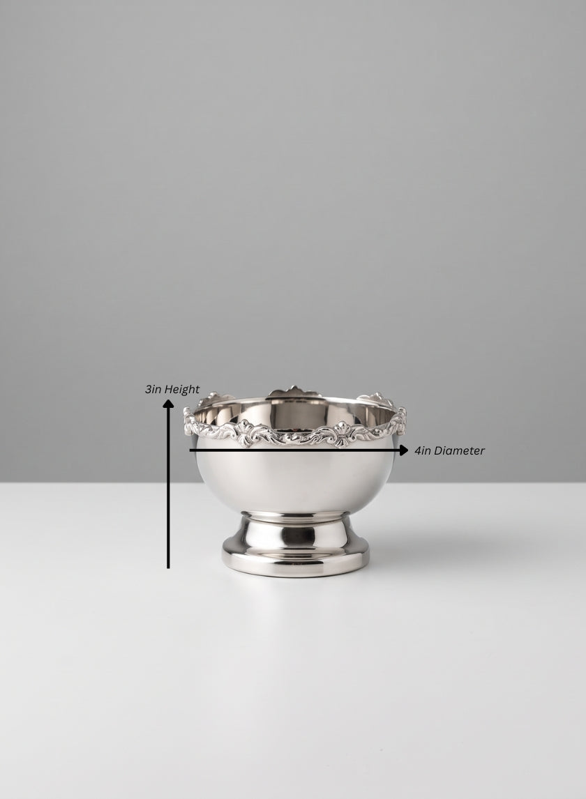 Pierrefort Lace Silver Mini Bowl Decor Jamali Garden Silver 3in Height - 4in Diameter EACH