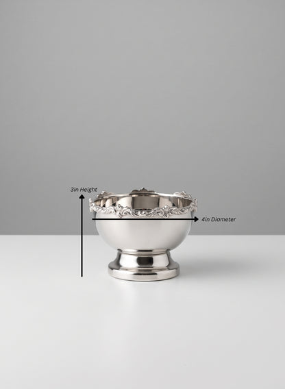 Pierrefort Lace Silver Mini Bowl Decor Jamali Garden Silver 3in Height - 4in Diameter EACH