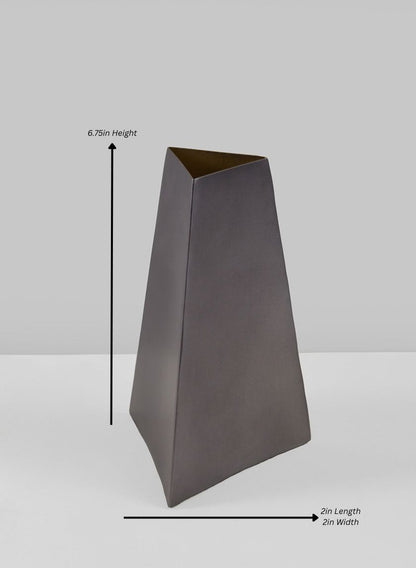 Piza Traingle Stainless Steel Vase Decor Jamali Garden Black 6.75in Tall EACH