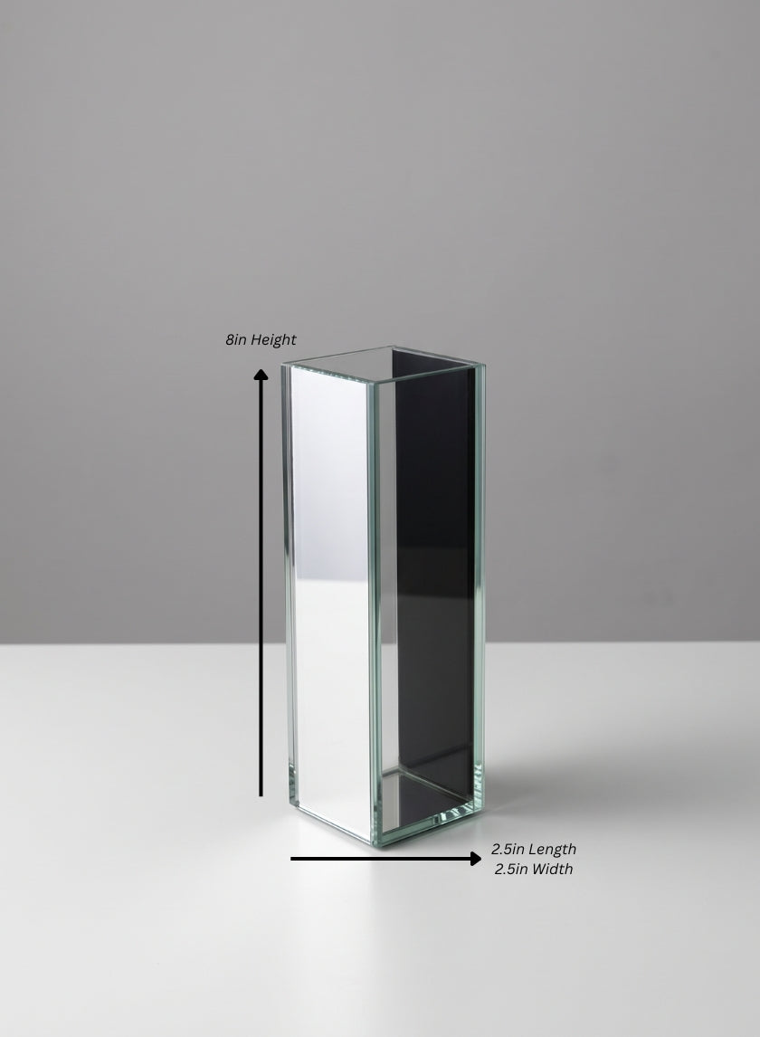 Clear and Mirror Glitz Glass Vase Decor Jamali Garden Clear 8in Tall EACH