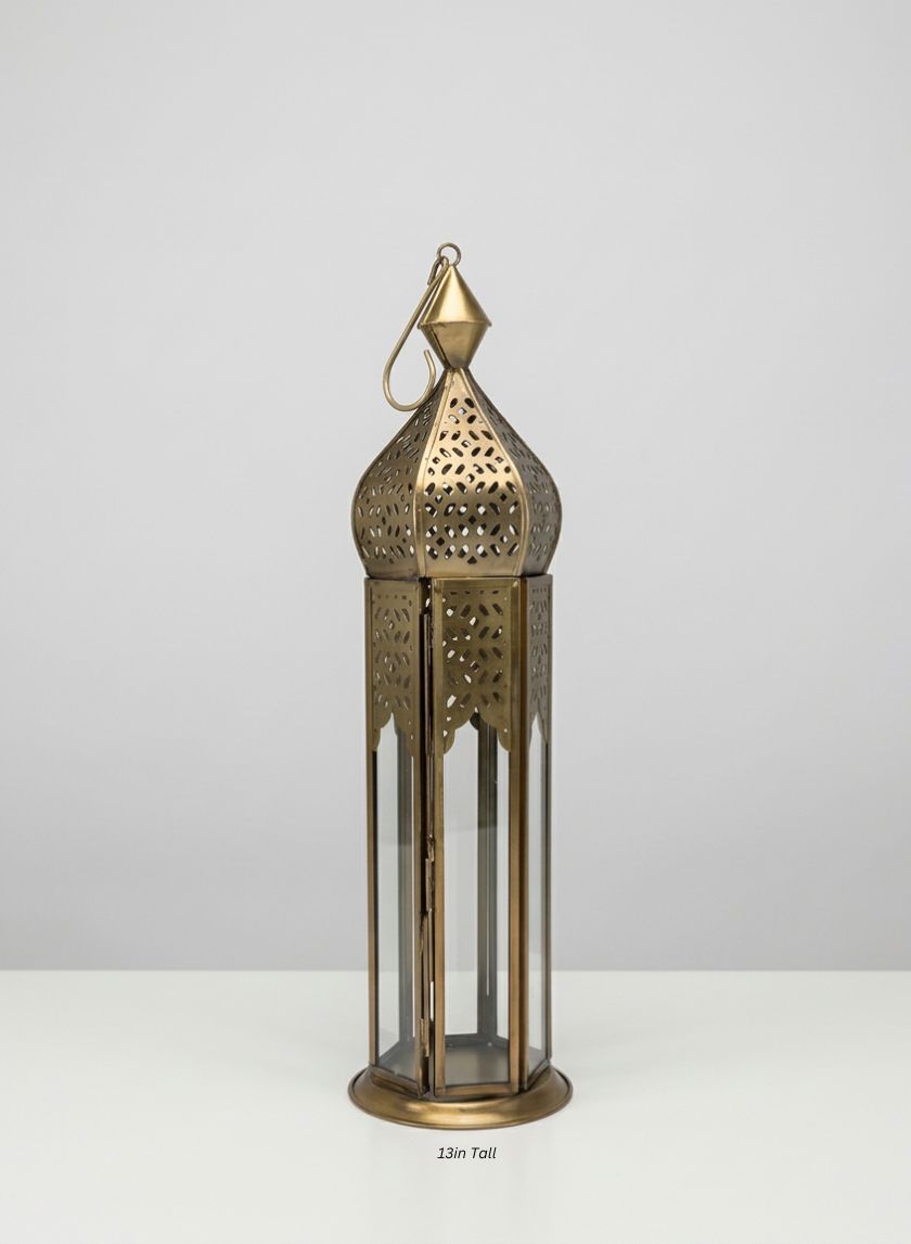 Antique Bronze Mahal &amp; Taj Square Lantern Decor Jamali Garden Antique Bronze 13in Tall EACH