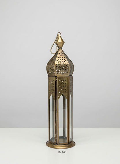 Antique Bronze Mahal &amp; Taj Square Lantern Decor Jamali Garden Antique Bronze 13in Tall EACH