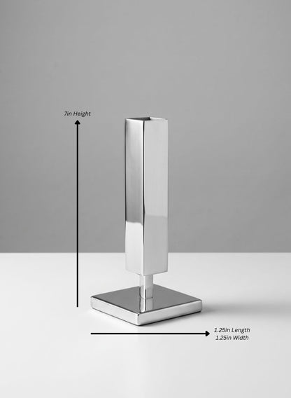Tuileries Stainless Steel Pedestal Statement Vase Decor Jamali Garden Silver 7in Height - 1.25in Width EACH