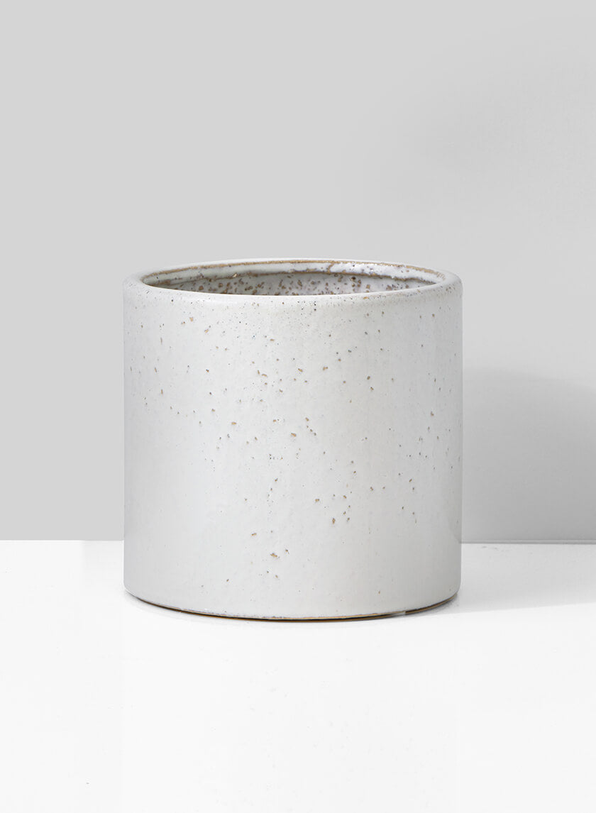 white speckled plant pot 6.5in Tall Ceramic Round Cachepot – Jamali Garden