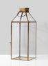 16in Tall Bombay Square Gold Lantern, Large Decor Jamali Garden