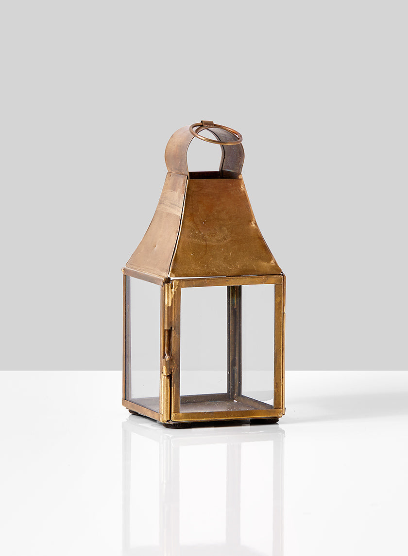 5in Rustic Brass Square Lantern Decor Jamali Garden