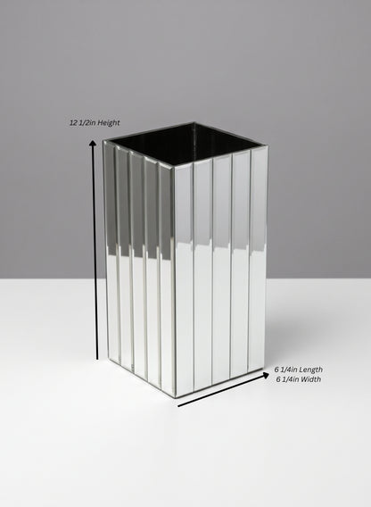 Mirror Strips Rectangle &amp; Square Glass Vase Decor Jamali Garden 12 1/2in Tall EACH