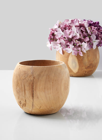 5.5in Tall Teak Fishbowl Wood Vase Decor Jamali Garden