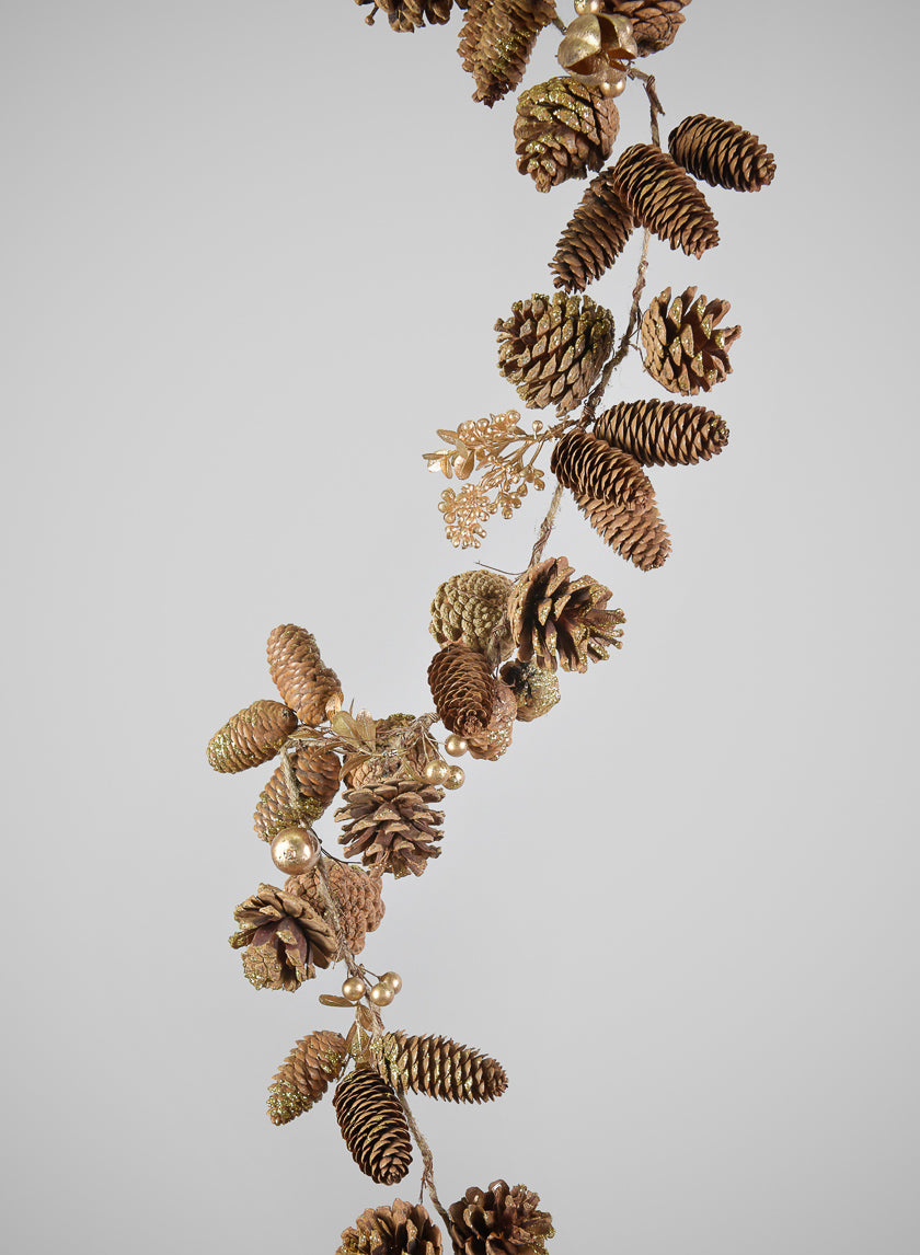 60in Long Gold Tipped Pinecone Garland, Case of 4 Decor Jamali Garden