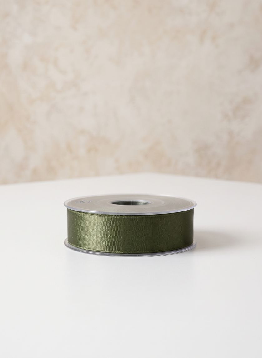 1in Dark Moss Swiss Satin Ribbon Decor Jamali Garden