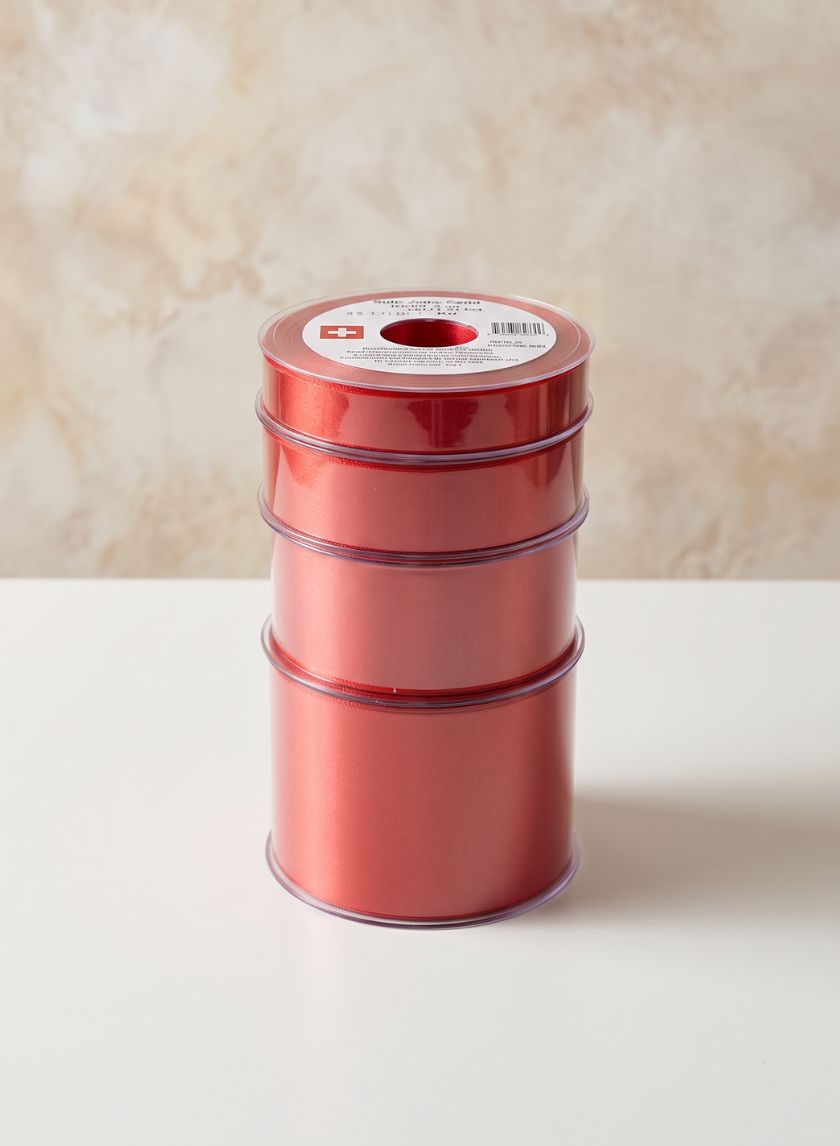 Red Swiss Satin Ribbon Decor Jamali Garden