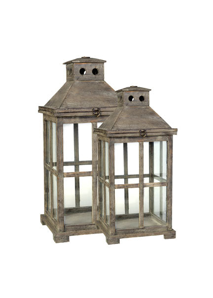Weathered Wood Lanterns Decor Jamali Garden