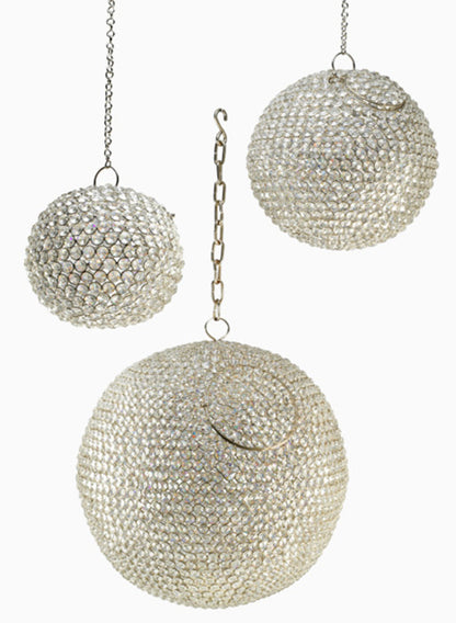 6in Round Hanging Nickel &amp; Crystal Ball Decor Jamali Garden
