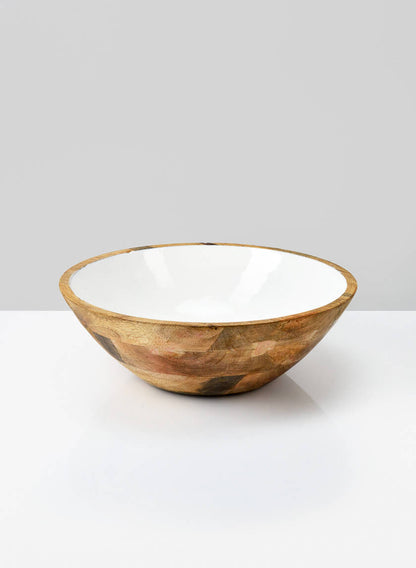 10in Wide Bombay Enameled Wood Bowl Decor Jamali Garden