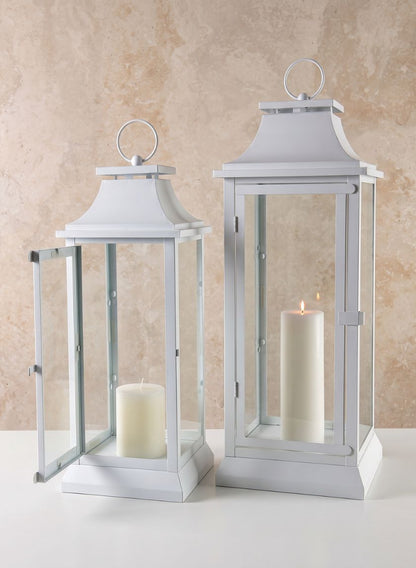 White Hampton Lantern Decor Jamali Garden